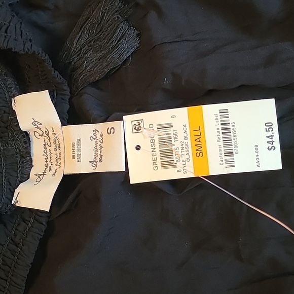 American Rag women's small smocked elastic waist, cuffs, crochet-trim soft pants - Picture 6 of 11